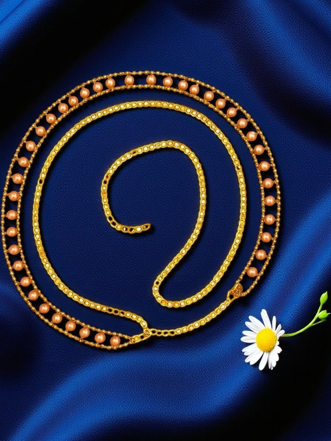 AccessHer Women's & Girls' Double Layer Rose Gold-Plated Waist Chain with Pearls