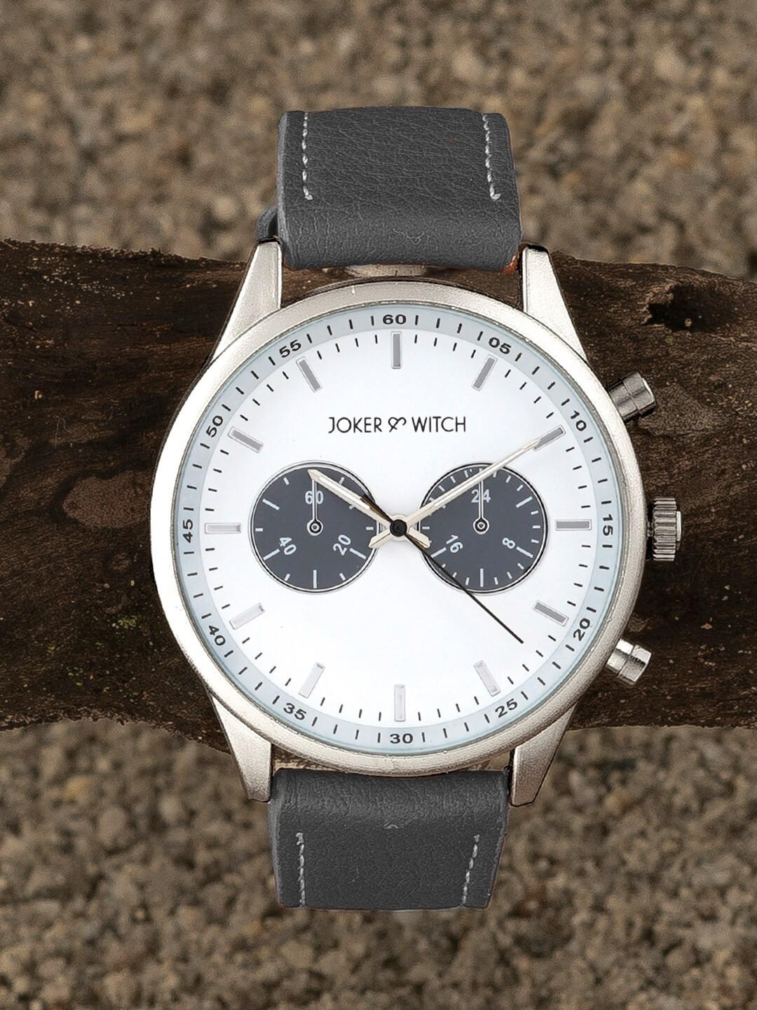 JOKER & WITCH Men White Dial & Grey Straps Analogue Watch AMWW618