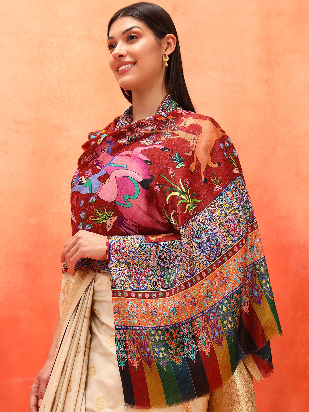 Pashmoda Women Royal Caravan Printed Stole