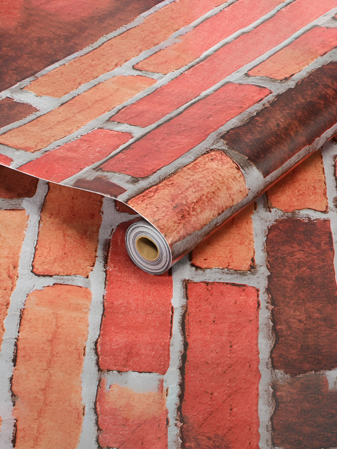 Aura Orange-Colored & White Printed Waterproof Wallpaper