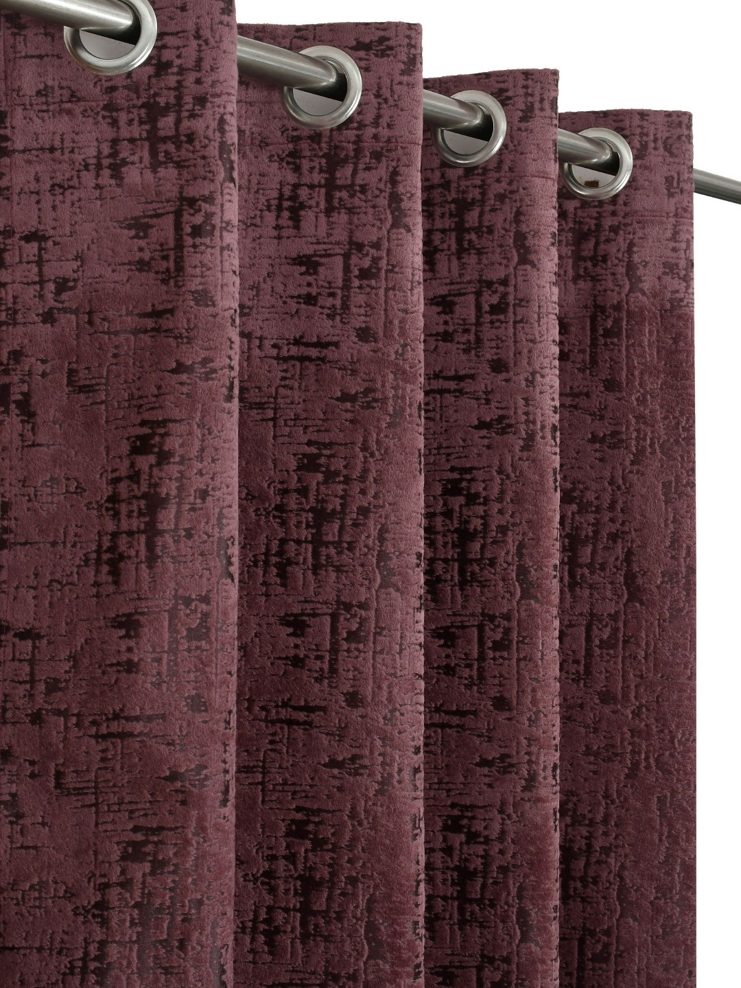 GEET CREATIONS Burgundy 2 Pieces Velvet Room Darkening Window Curtains