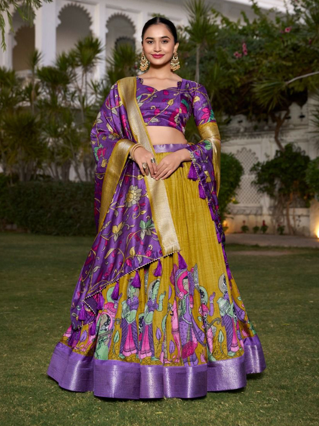 RUNAYA NX Ethnic Motifs Printed Semi-Stitched Lehenga With Unstitched Choli & Dupatta