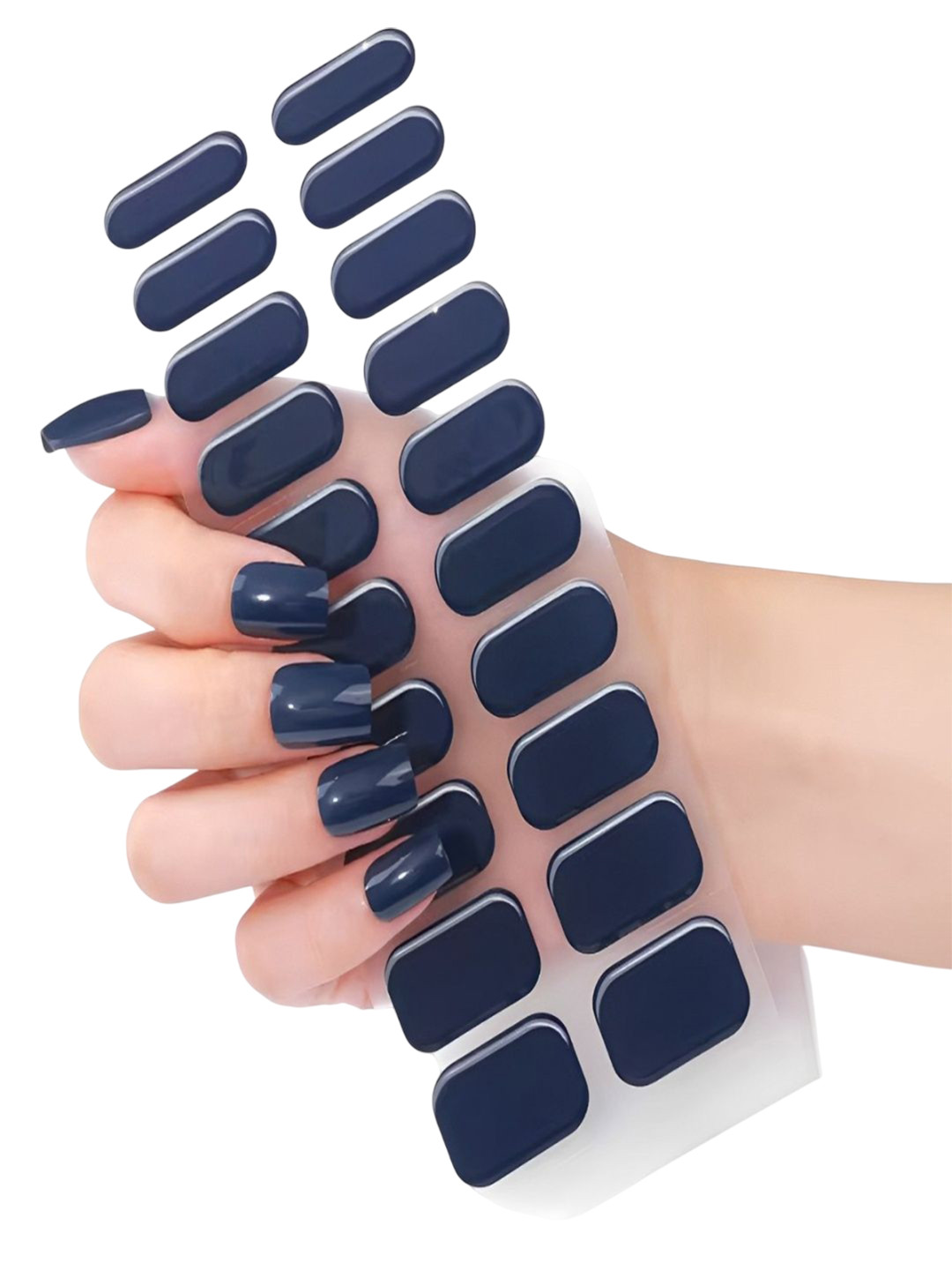 TLISMI Set Of 20 Self Adhesive Semi Cured Nail Gel Strips - Midnight Blue