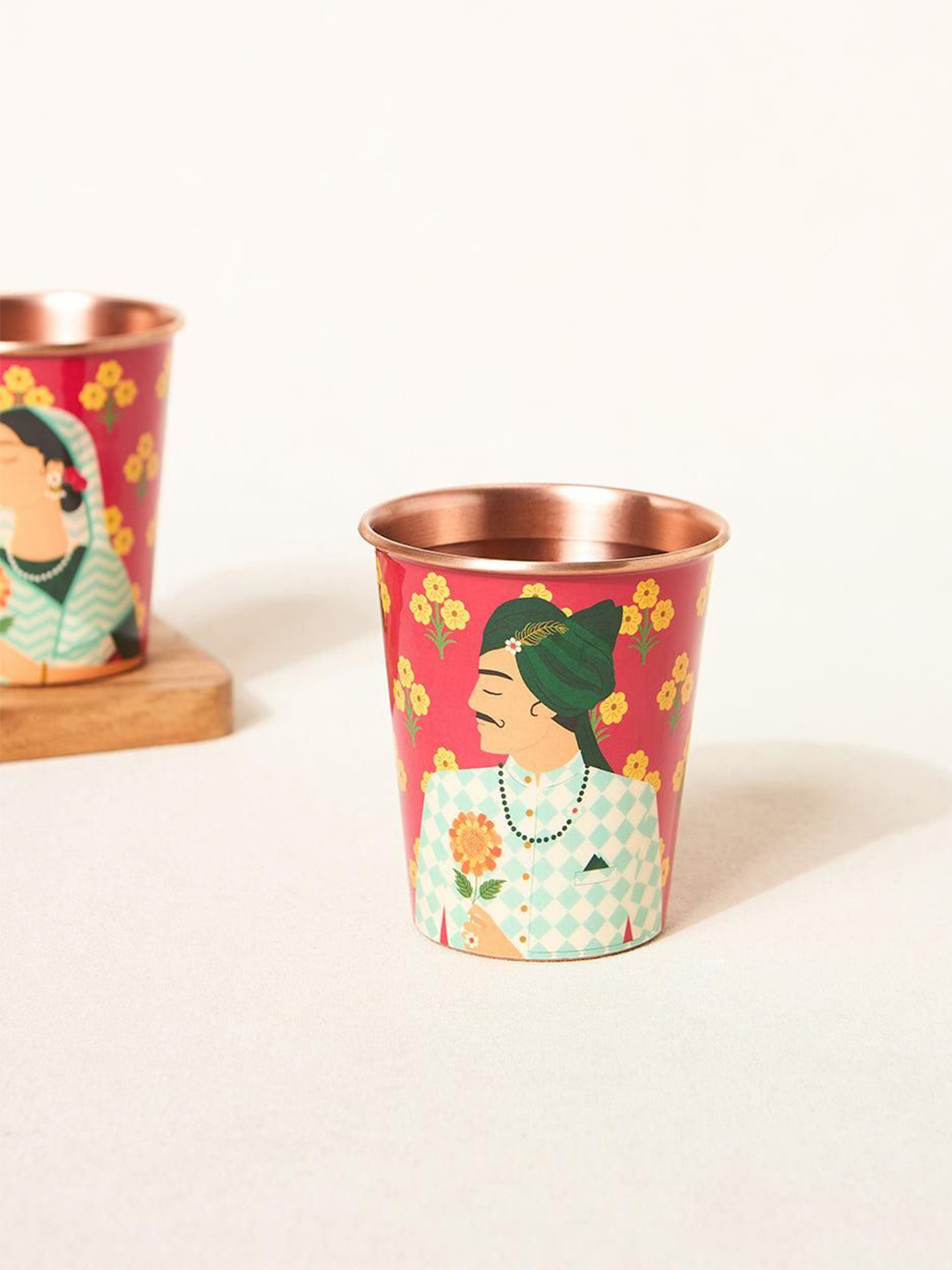 Chumbak Rani Red & Green Copper Tumbler 250 ml