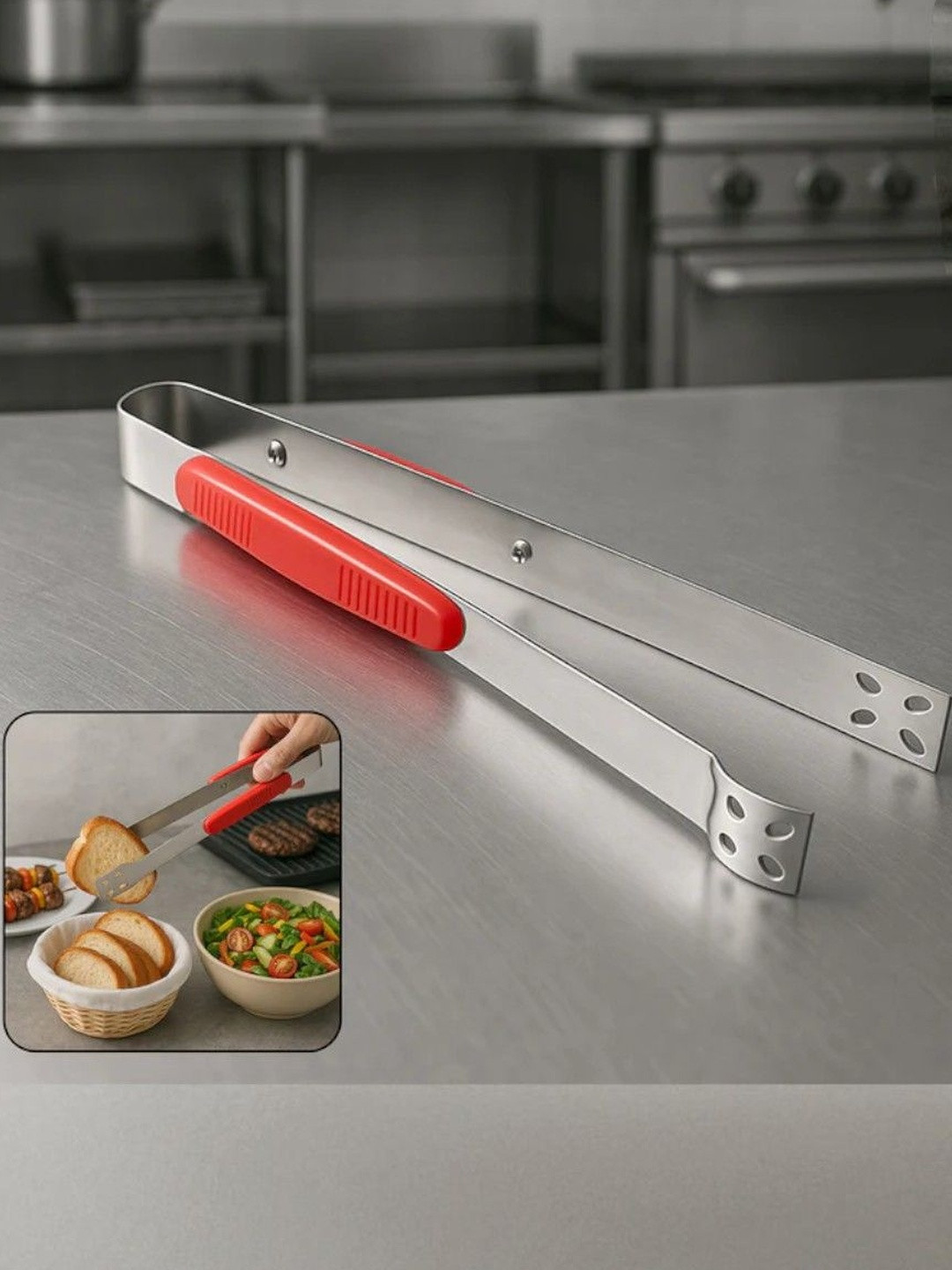 DeoDap Premium Stainless Steel Multipurpose Kitchen Tongs