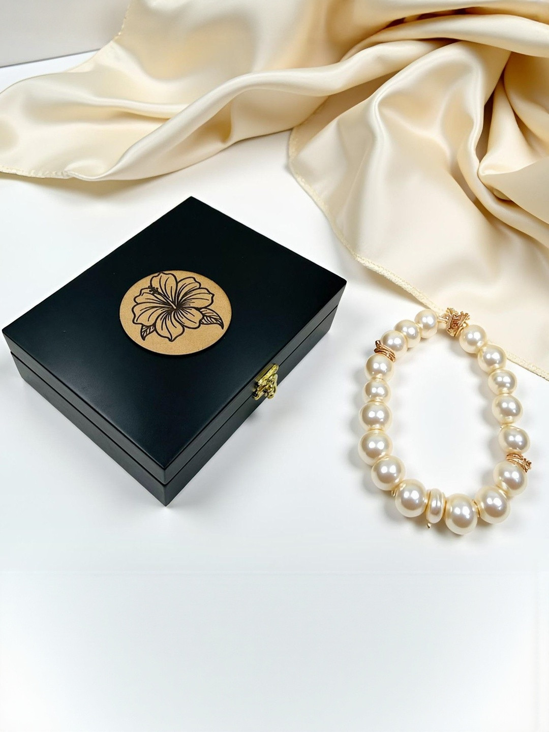 Angira handicrafts Black Wooden Velvet Interior Storage Box