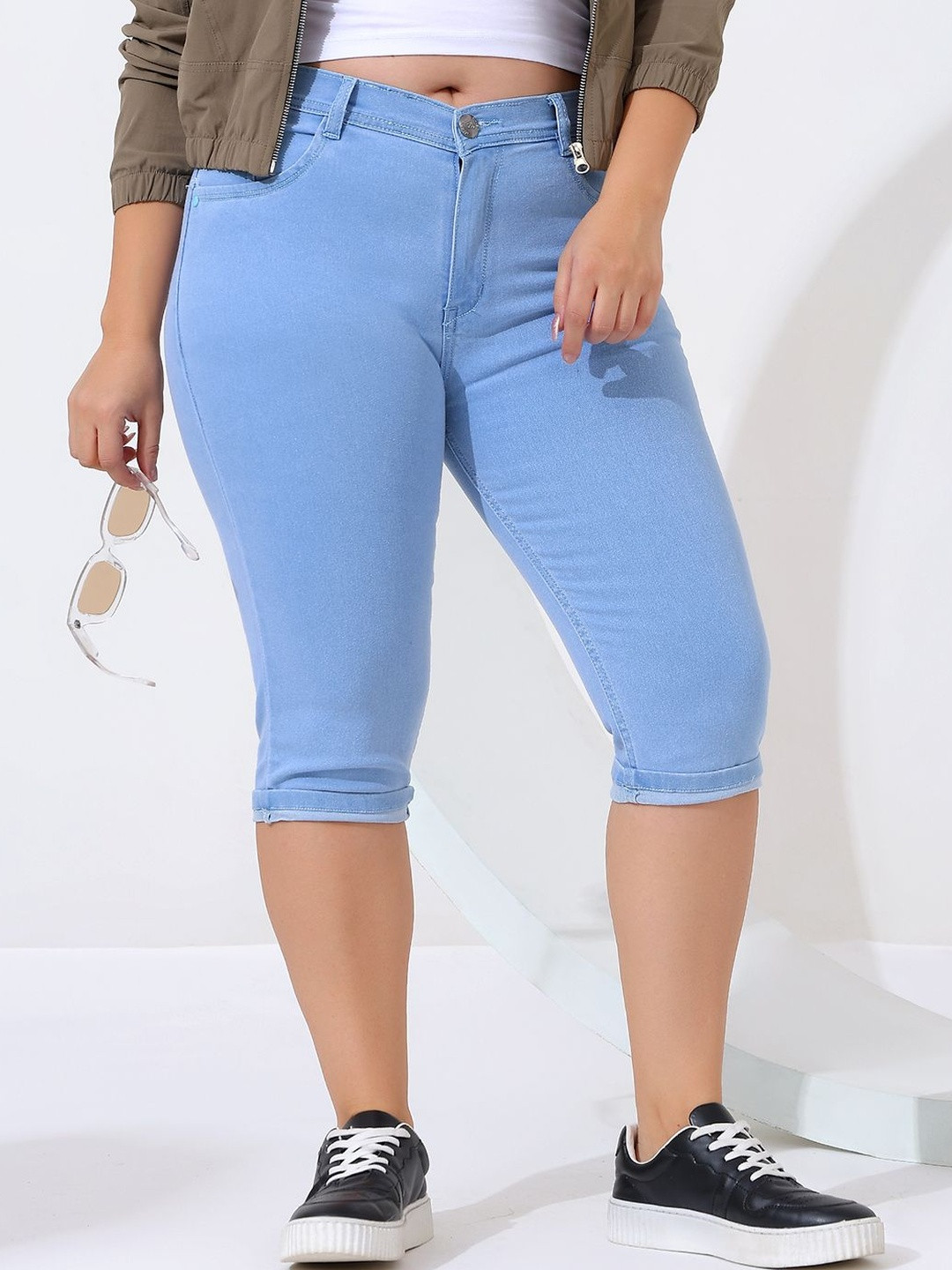 Nifty Women Plus Size Skinny Fit Denim Capris