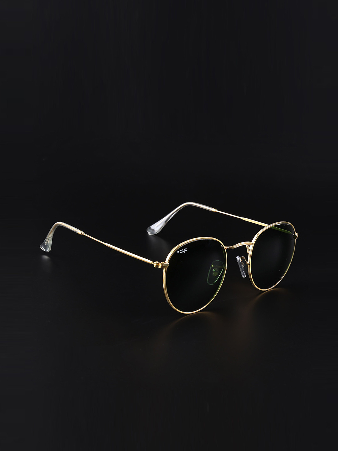 Irayz Unisex UV Protected Lens Round Sunglasses 3448- Gold-Green
