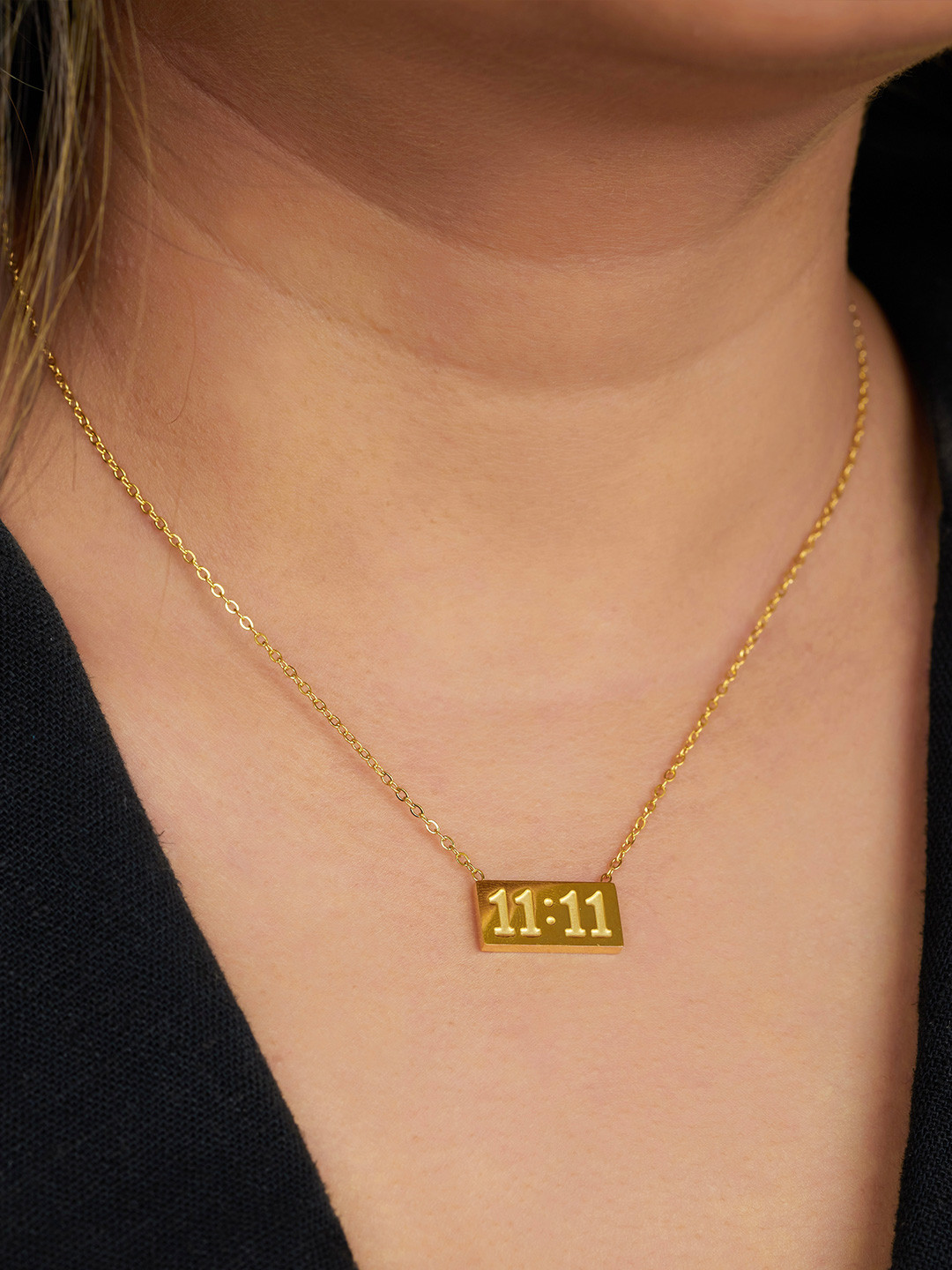 Amossh 18k Gold Plated Waterproof 11:11 Necklace
