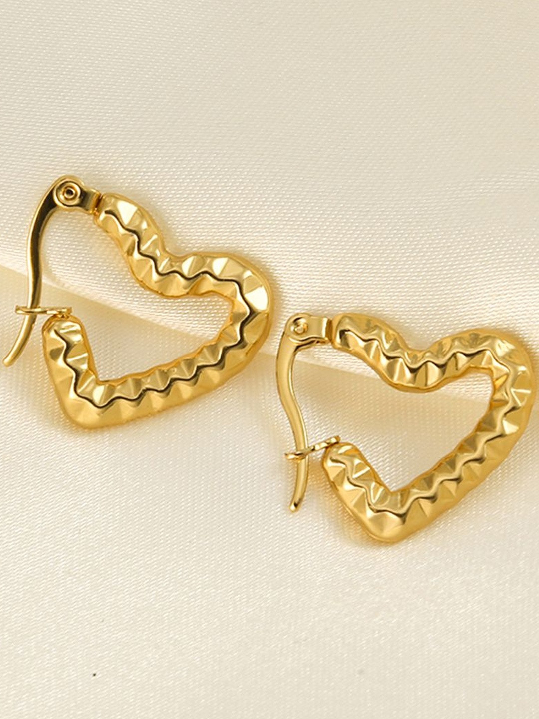 GOLDIWALA Women Heart Shaped Hoop Earrings