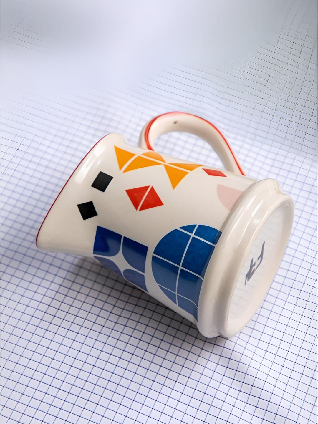 FREEDOM TREE Circle Of Joyee White & Blue Printed Ceramic Water Jug-500 ml