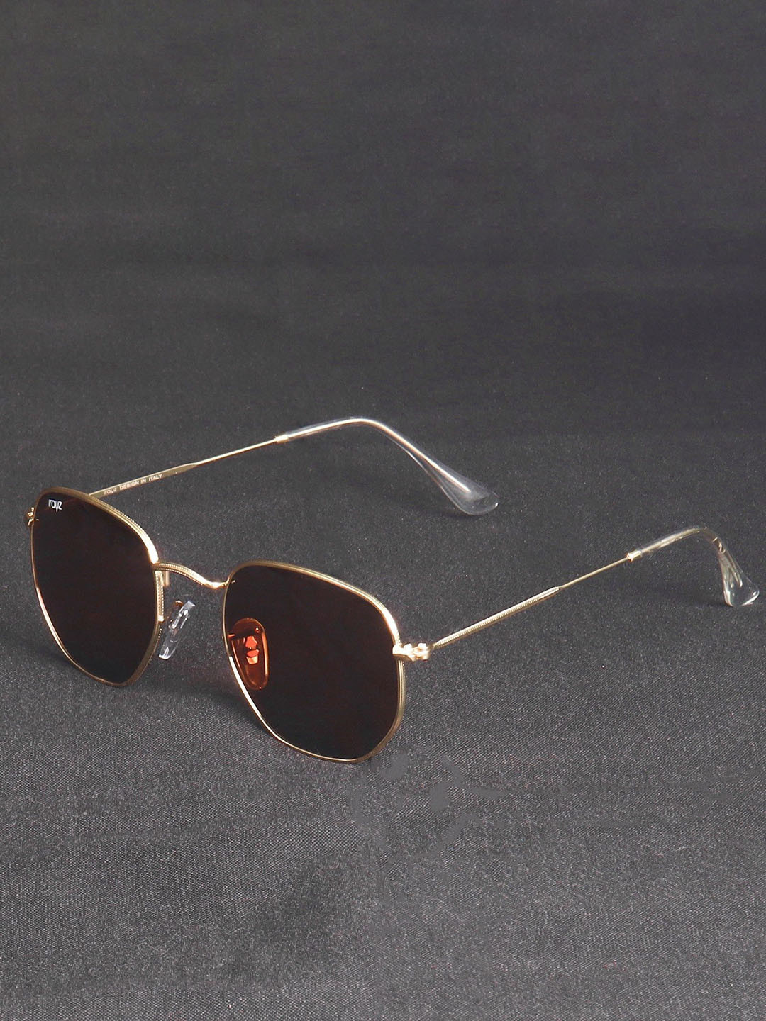 Irayz Unisex Hexagon Sunglasses with UV Protected Lens 5072-Gold-Brown