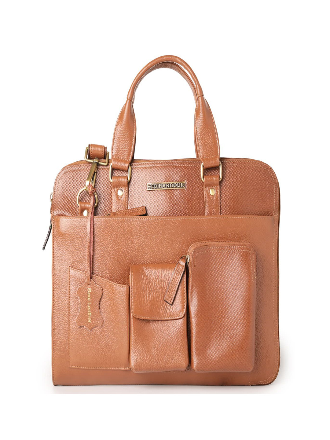 Red Harbour Men Textured Leather Laptop Bag