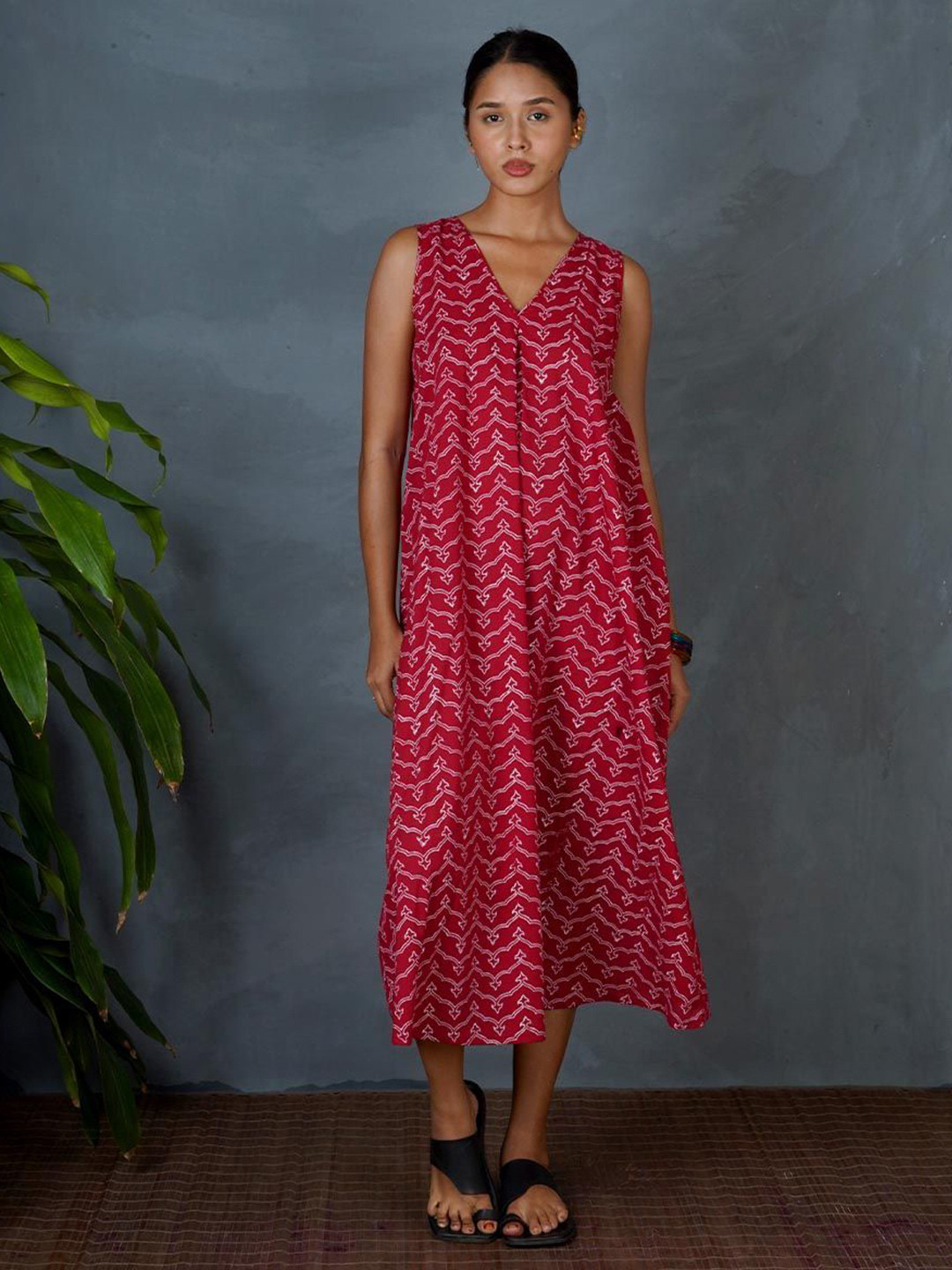 Chidiyaa MYA Sparshika Hand Block Printed Midi Ethnic Dresses