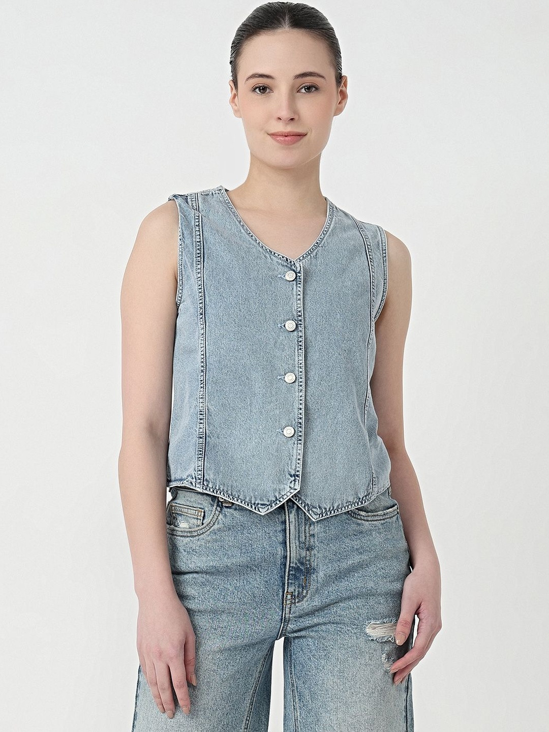 Kraus Jeans Cotton Buttoned Vest Top