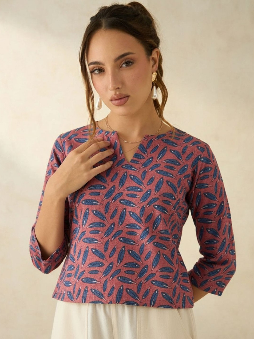 Eco Clothing Tropical Printed Cotton Top
