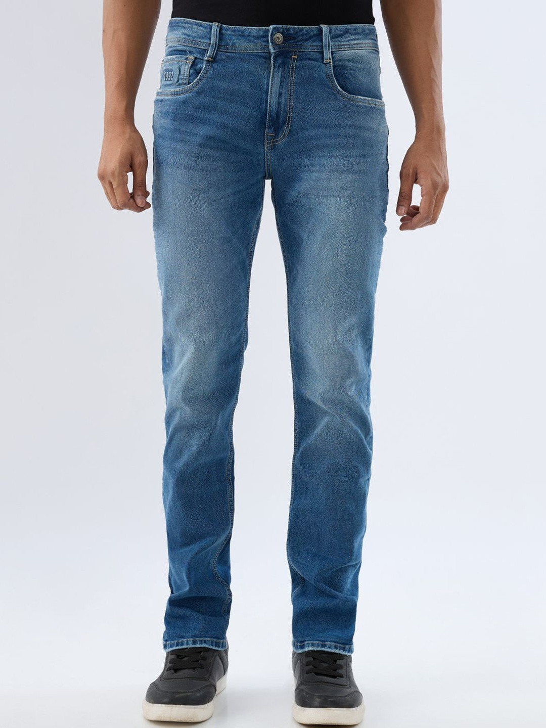 Spykar Mid Blue Comfort Fit Mid Rise Jeans For Men