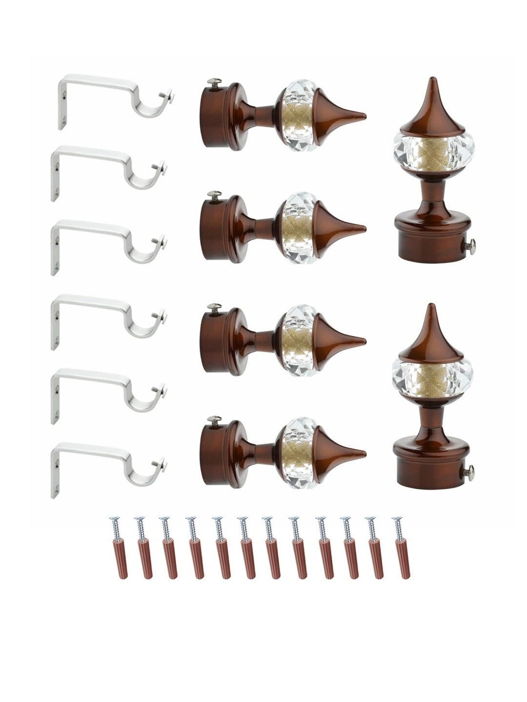 GLOXY 3 Pair Aluminium Single Diamond Curtain Brackets