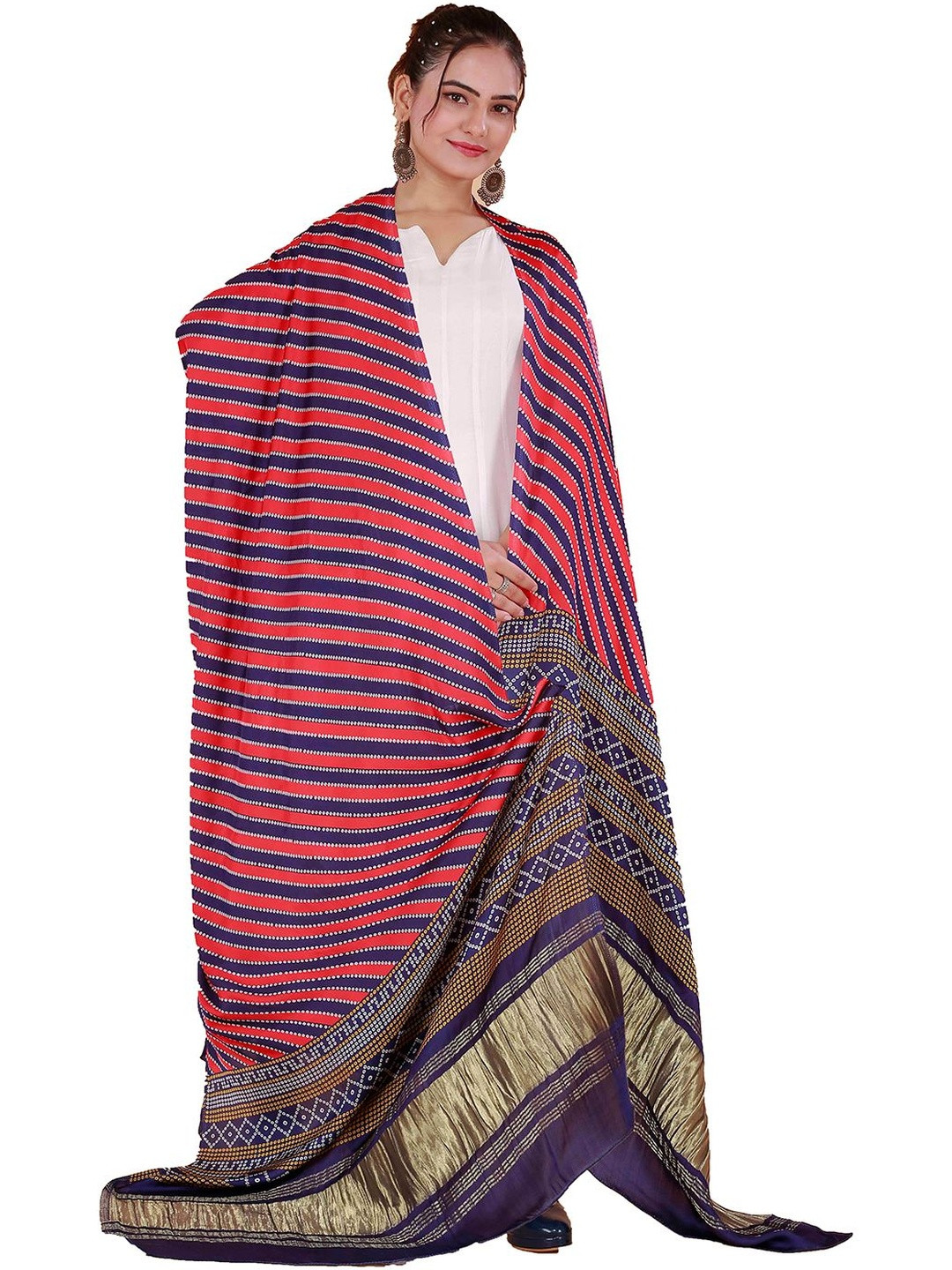 Desibutik Women Silk Printed Dupatta