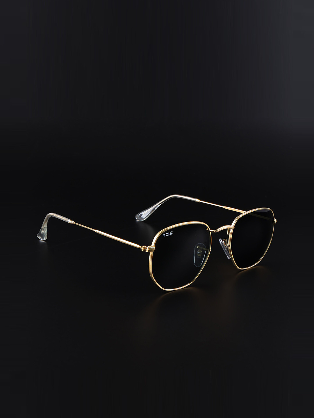 Irayz Unisex Full Rim Hexagon Sunglasses with UV Protected Lens 3550-Gold-Black