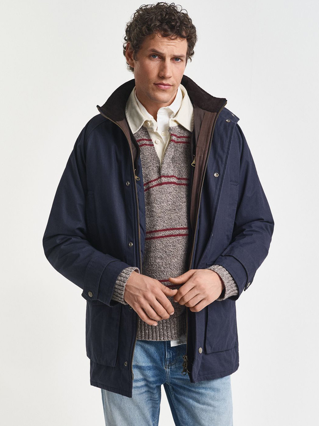 GANT Stand Collar Tailored Jacket With Patchwork Double Decker Jacket