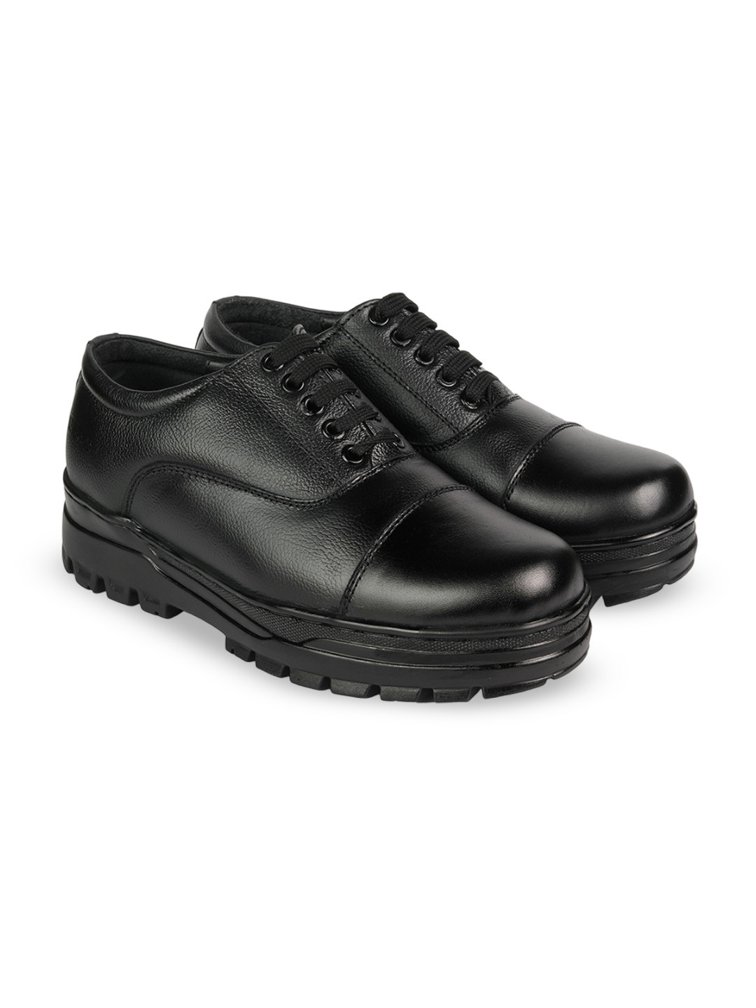 XHUGOY Men Leather Formal Police Shoes