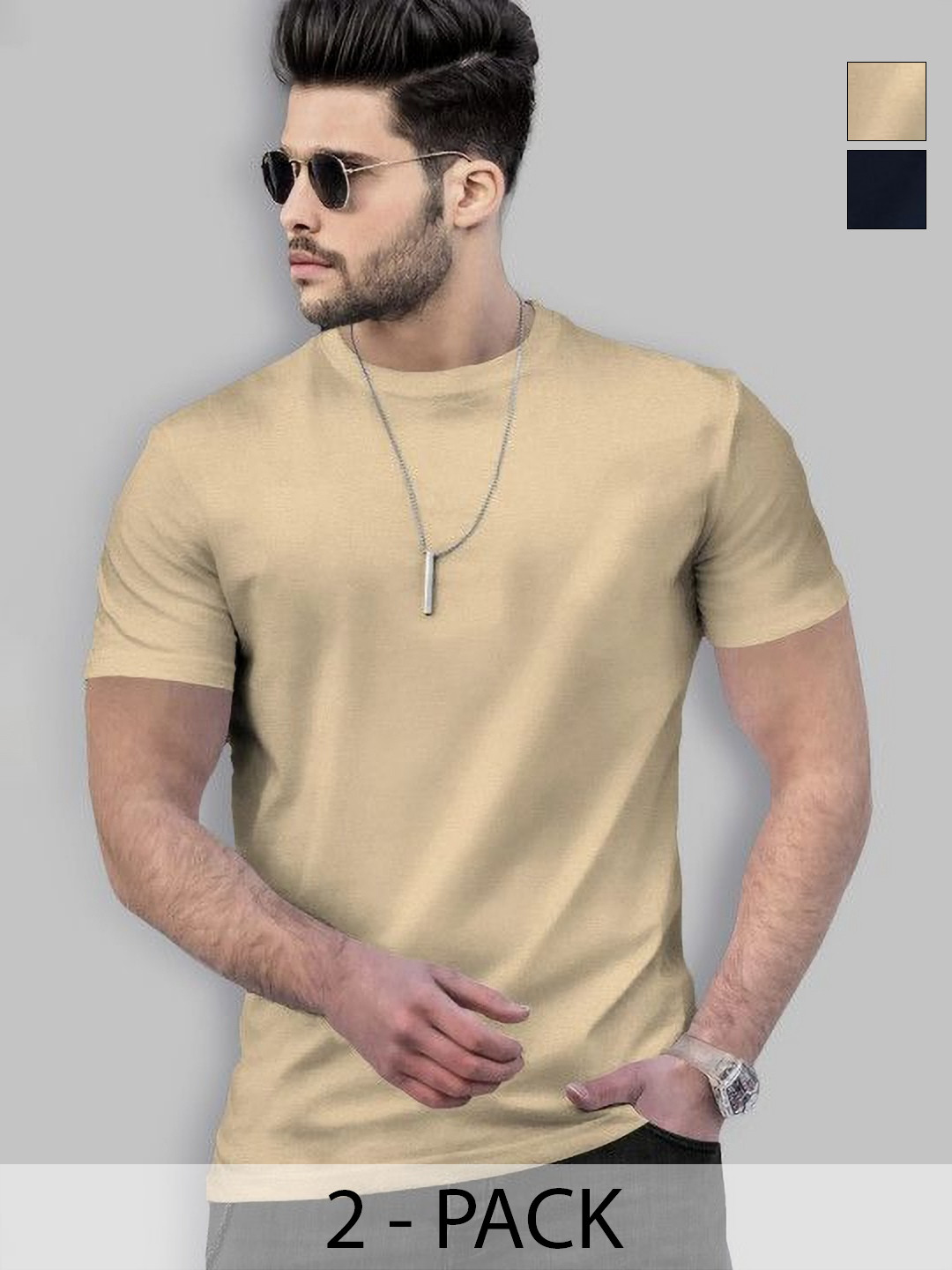 TRIPR Men Pack Of 2 Round Neck T-shirt