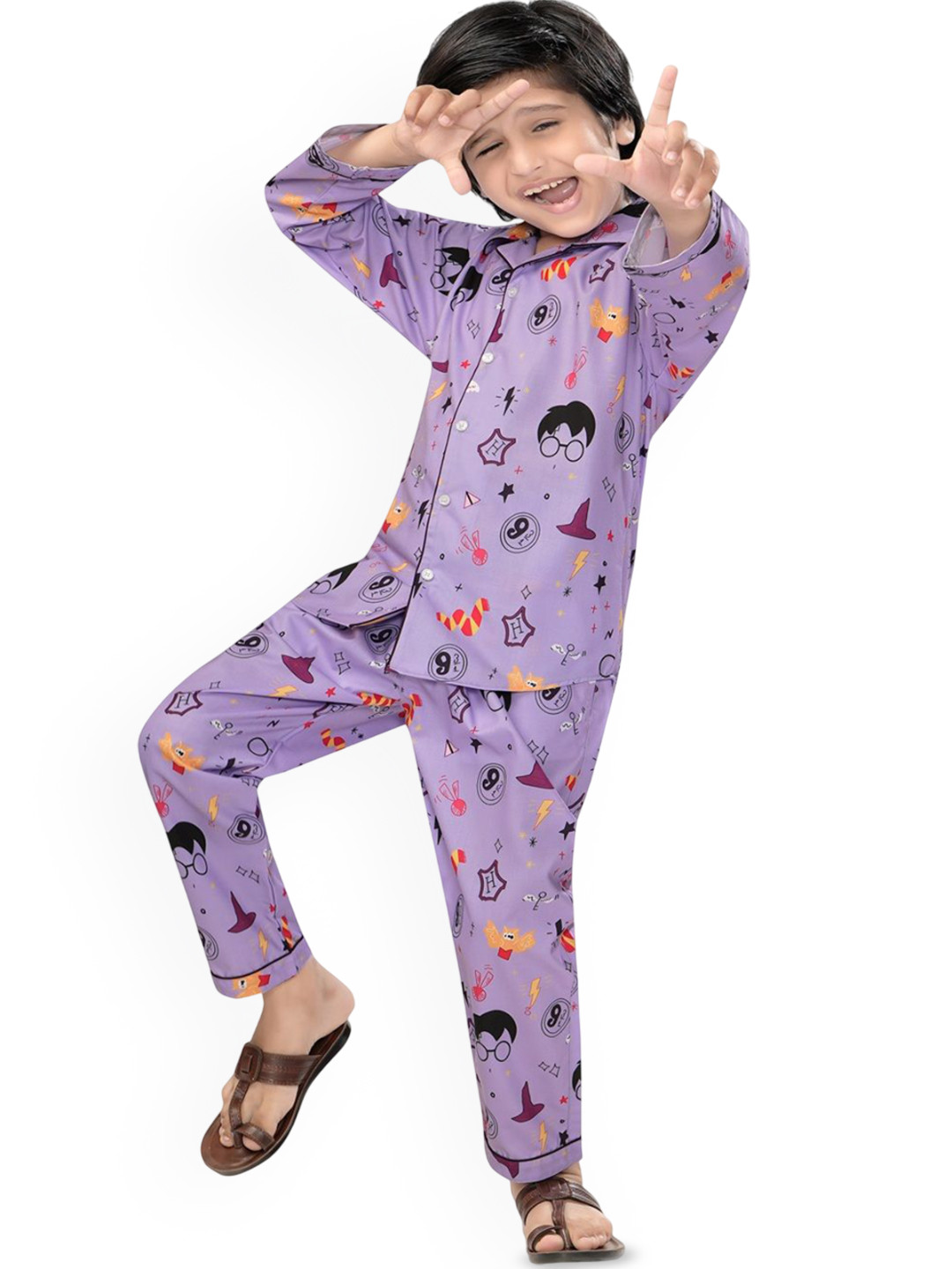 BAESD Boys Magical Wizard Printed Cotton Night Suit