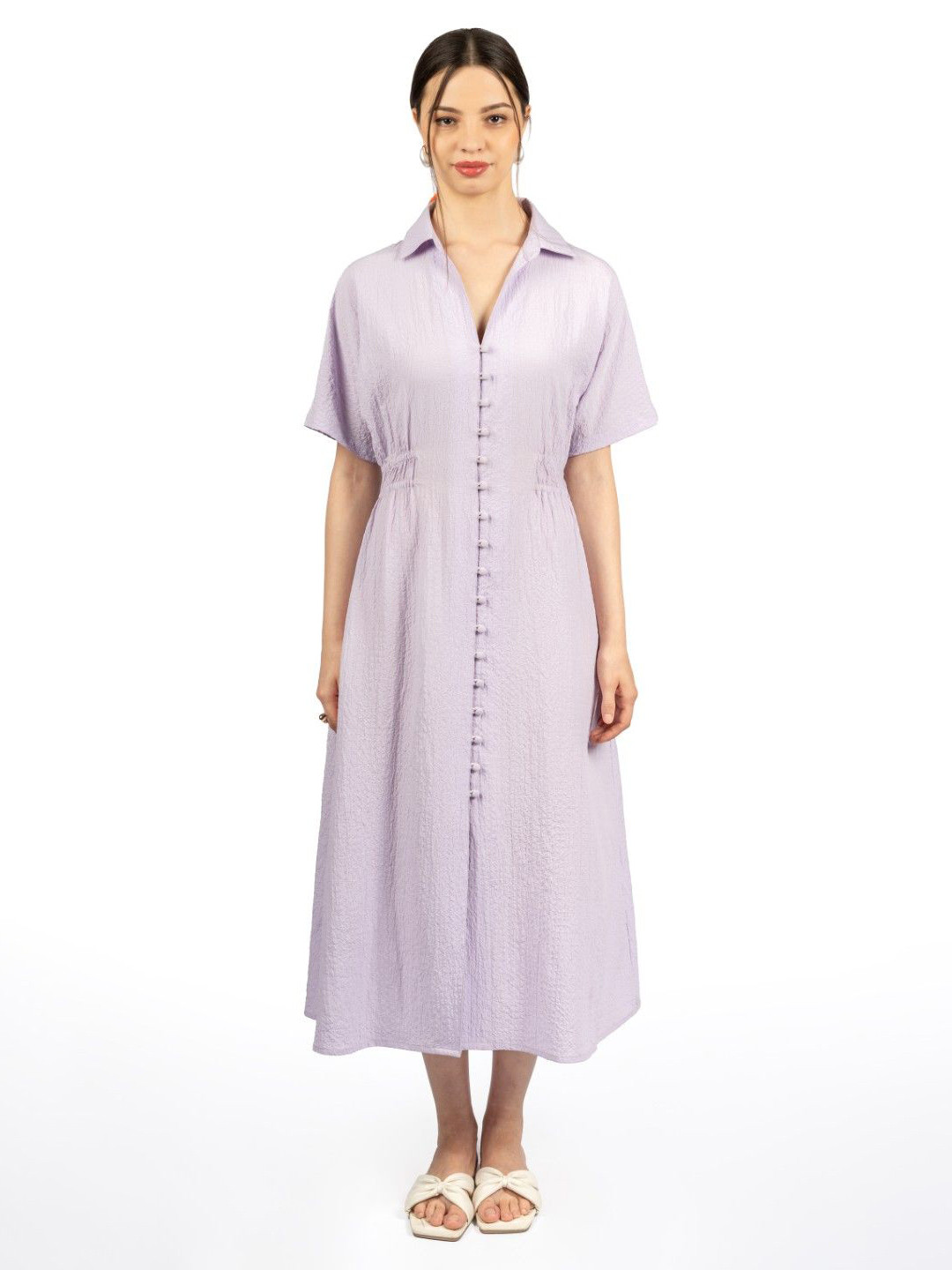 CORY EDGE Women Shirt Collar Shirt Midi Dress