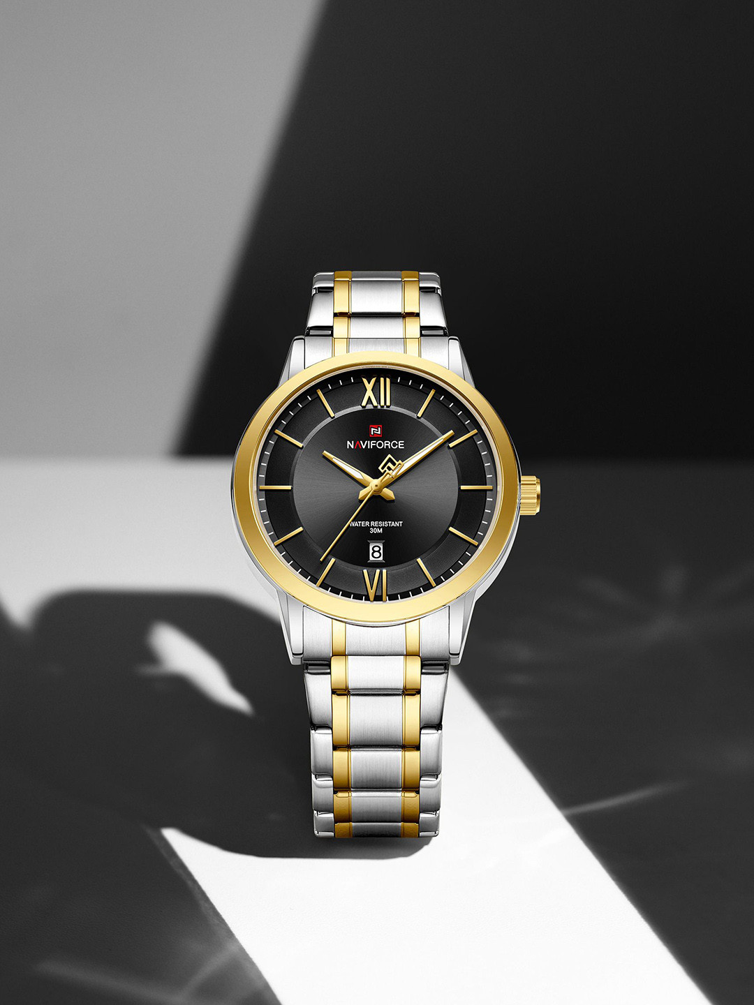 Naviforce NF9254 Luxora Men Analogue Date Aperture Multi Function Watch NF9254 S-B-G