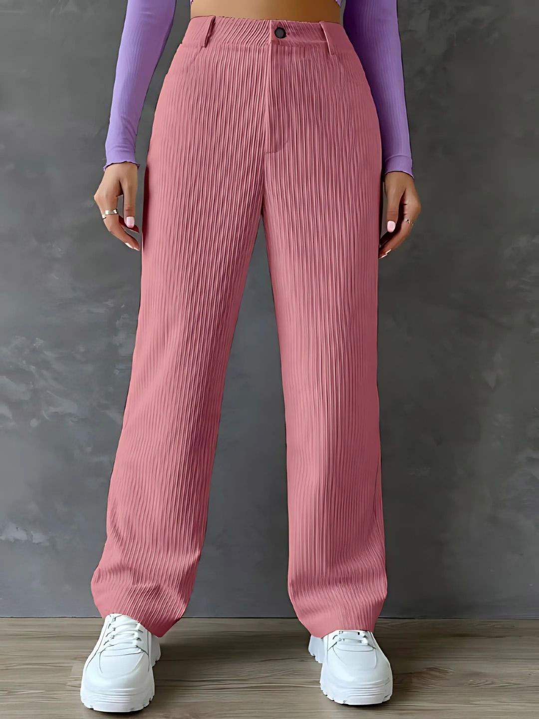 GIBBONTE Women Relaxed High-Rise Trousers