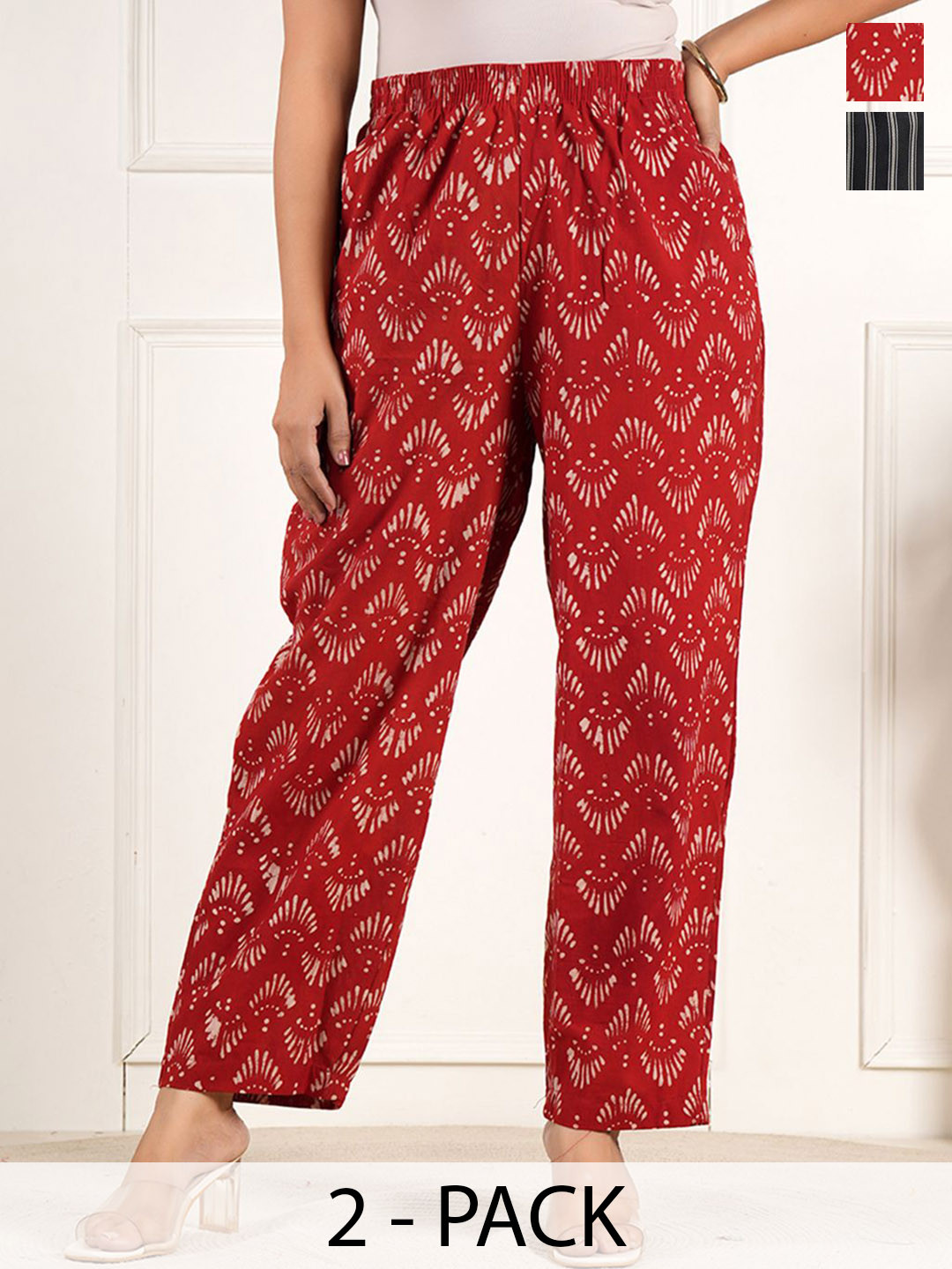 Style Shoes Women Pack Of 2 Floral Printed Trousers