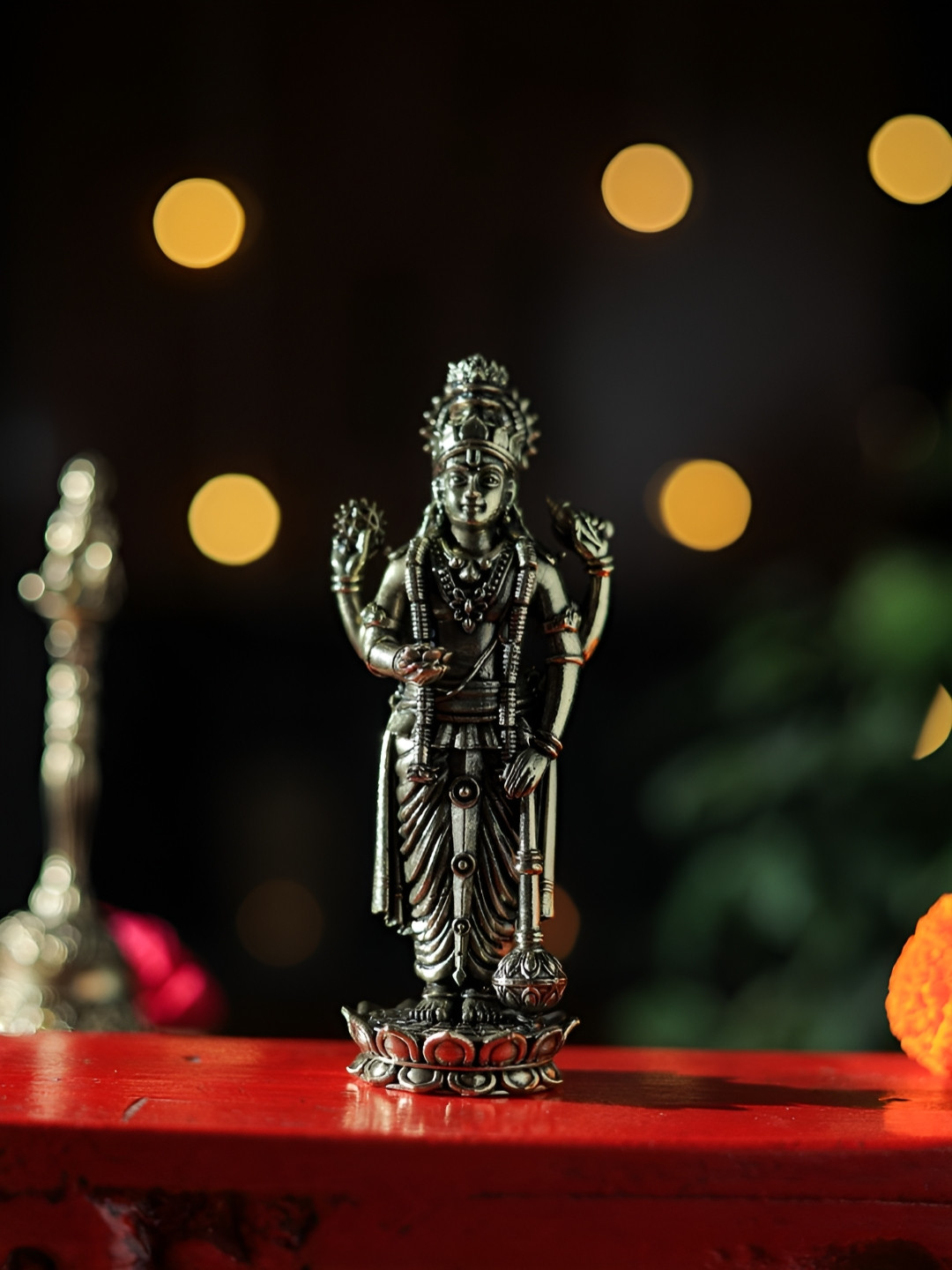 Revive Home Yellow Religious Textured Vaikunta Vishnu Showpieces