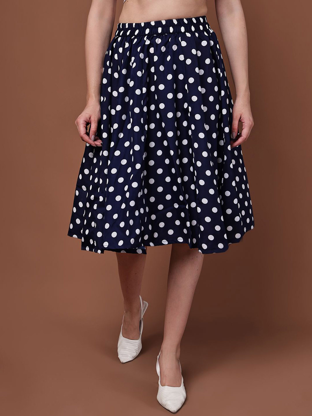 Valles365 by S.C. Polka Dot Printed A-Line Knee-Length Skirt