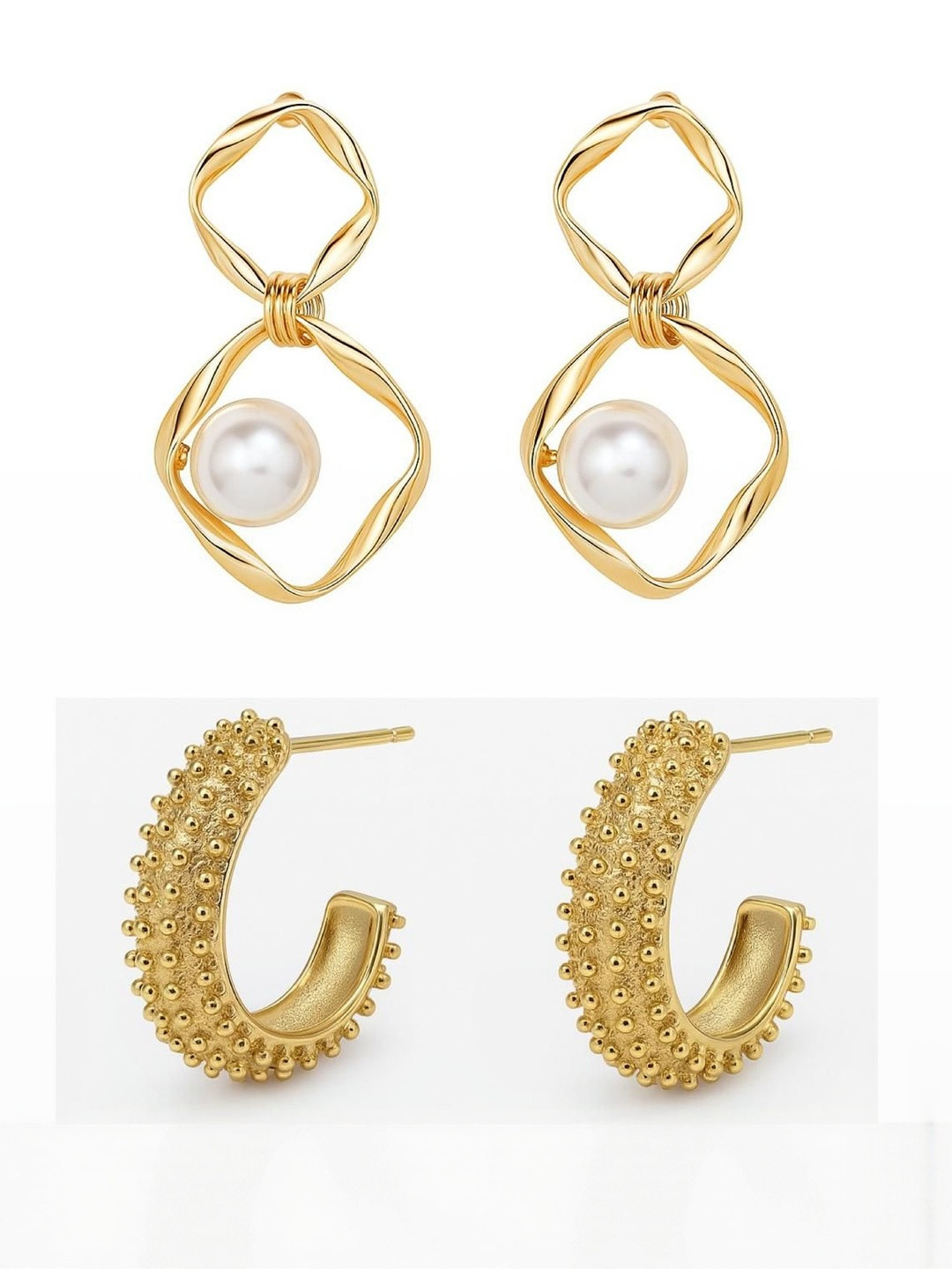 Rangrasiyatex Women Pack of 2 Geometric Drop Earrings