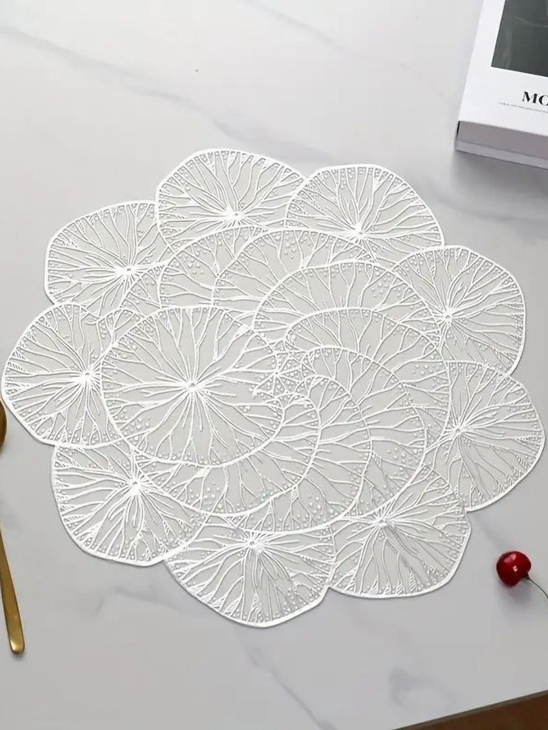 Dakshya Industries Nepal Silver Toned Textured Waterproof Table Placemat