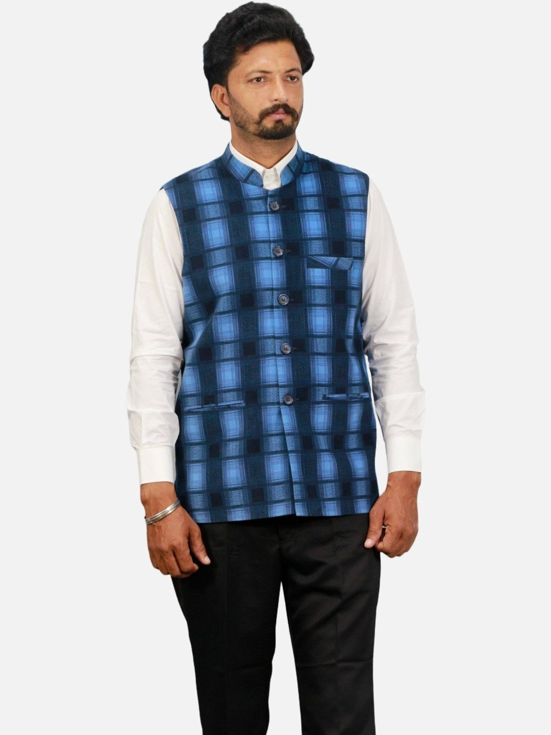 GARGIAN Master Cut Men Blue Wool Jackets