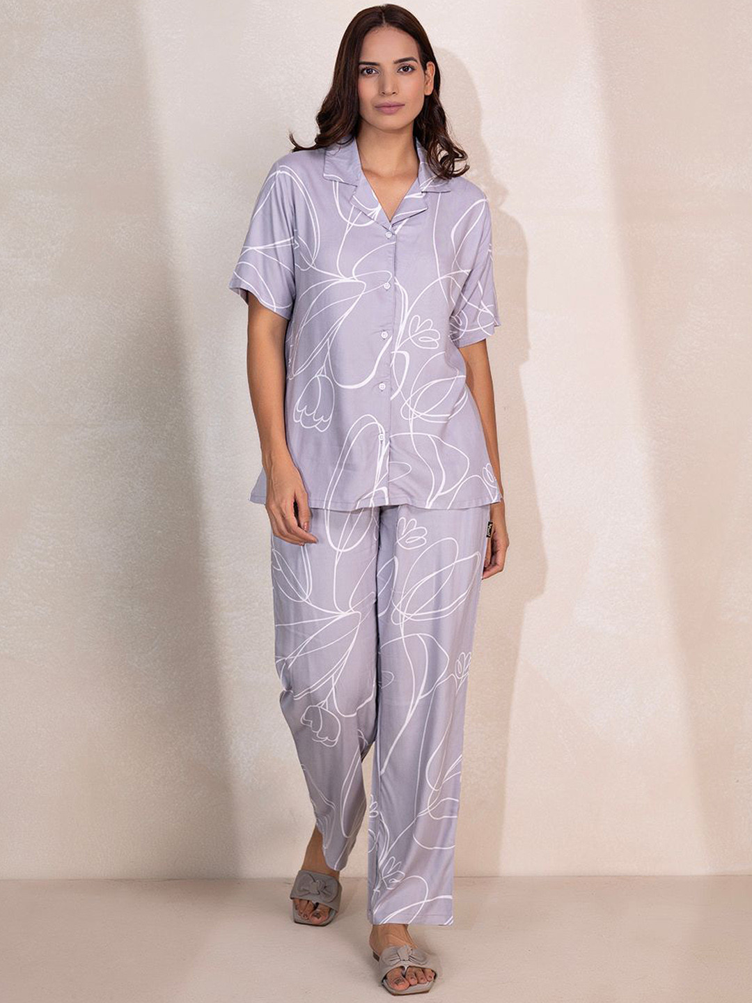 TITTLI Amayaa Floral Printed Lapel Collar Shirt With Trousers