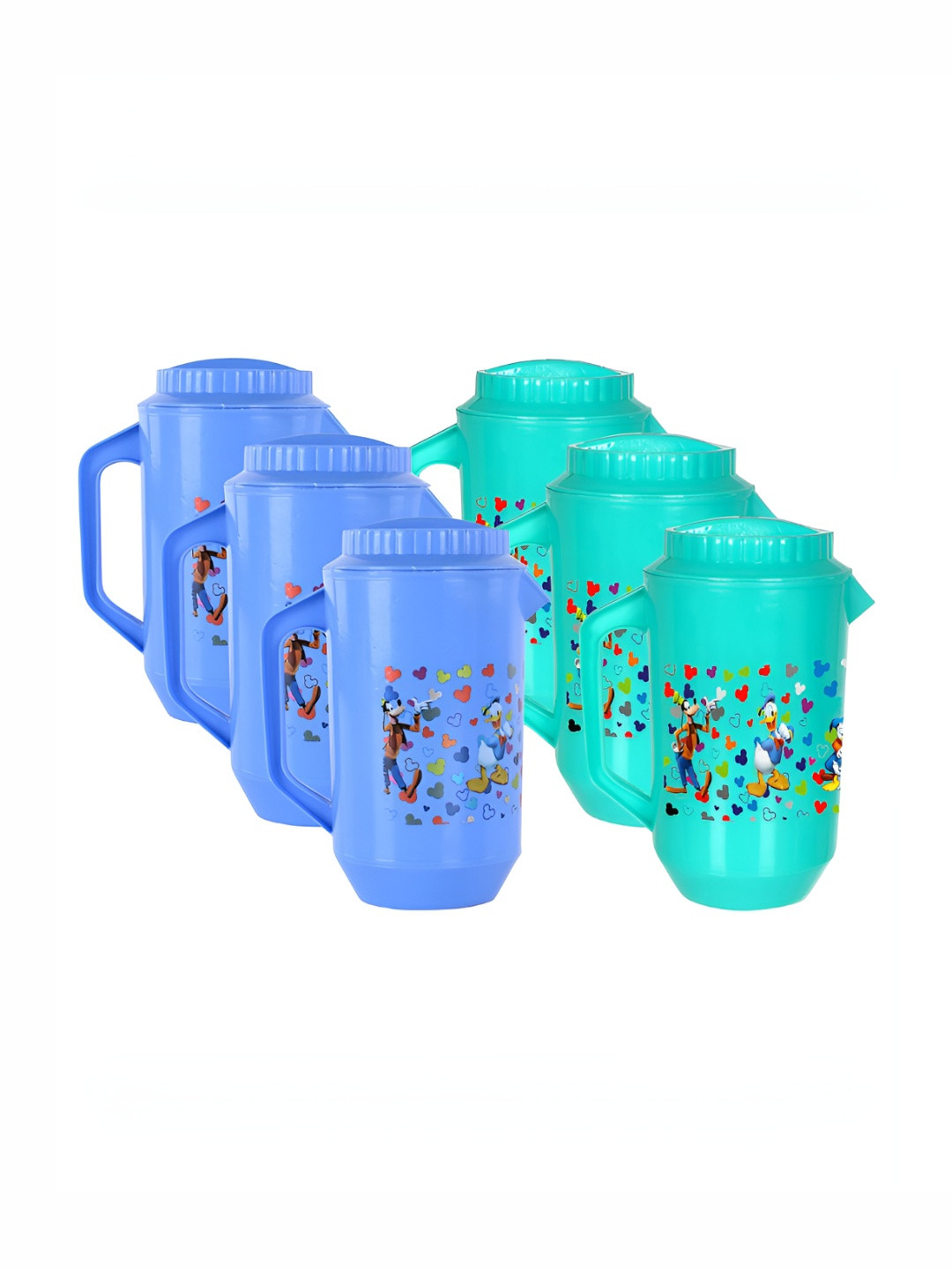 Aura Blue & Green 6 Pieces Disney Team Printed Dishwasher Safe Water Jugs 2L