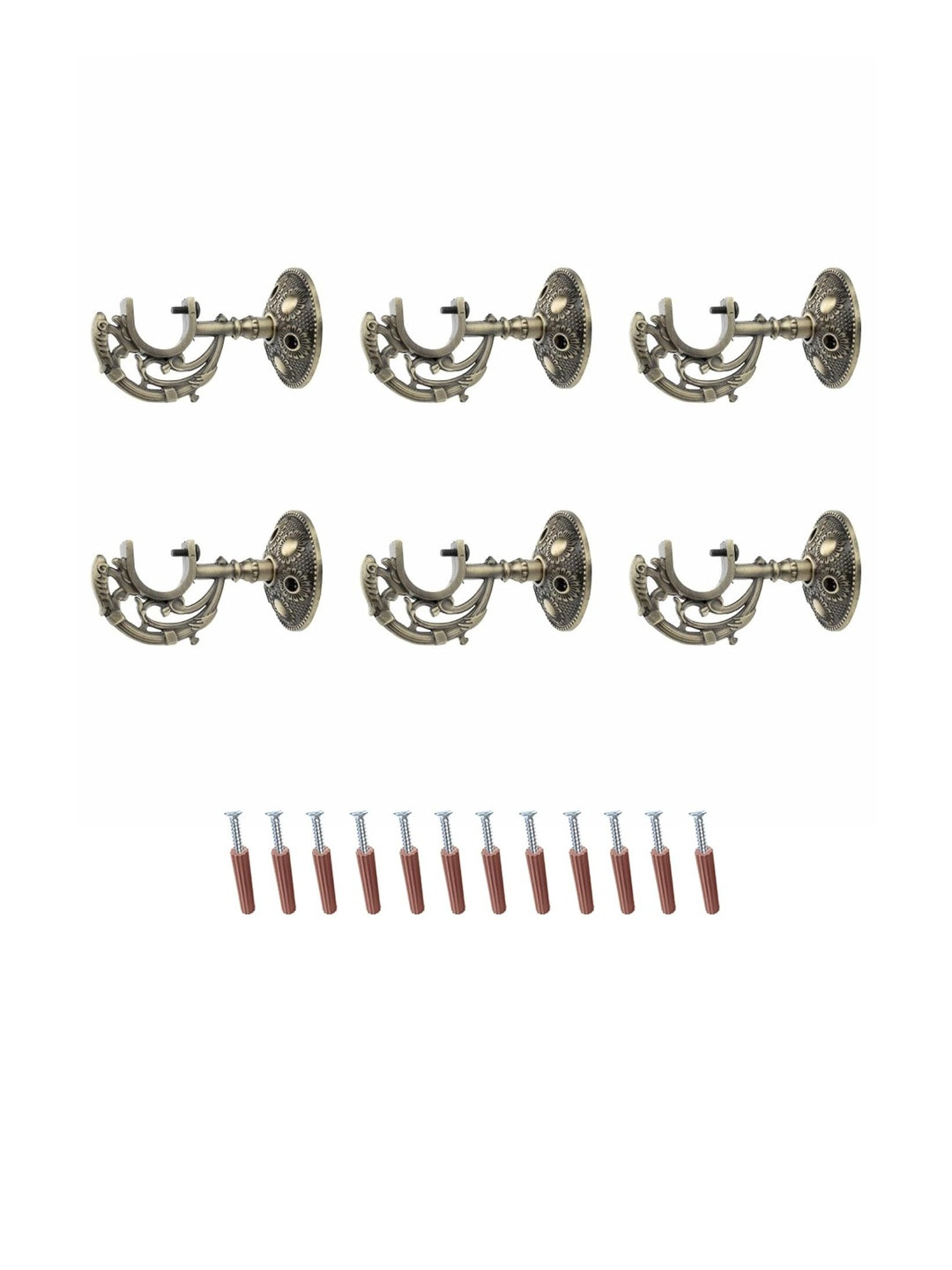 GLOXY Pack Of 6 Aluminum Antique Finish Curtain Brackets