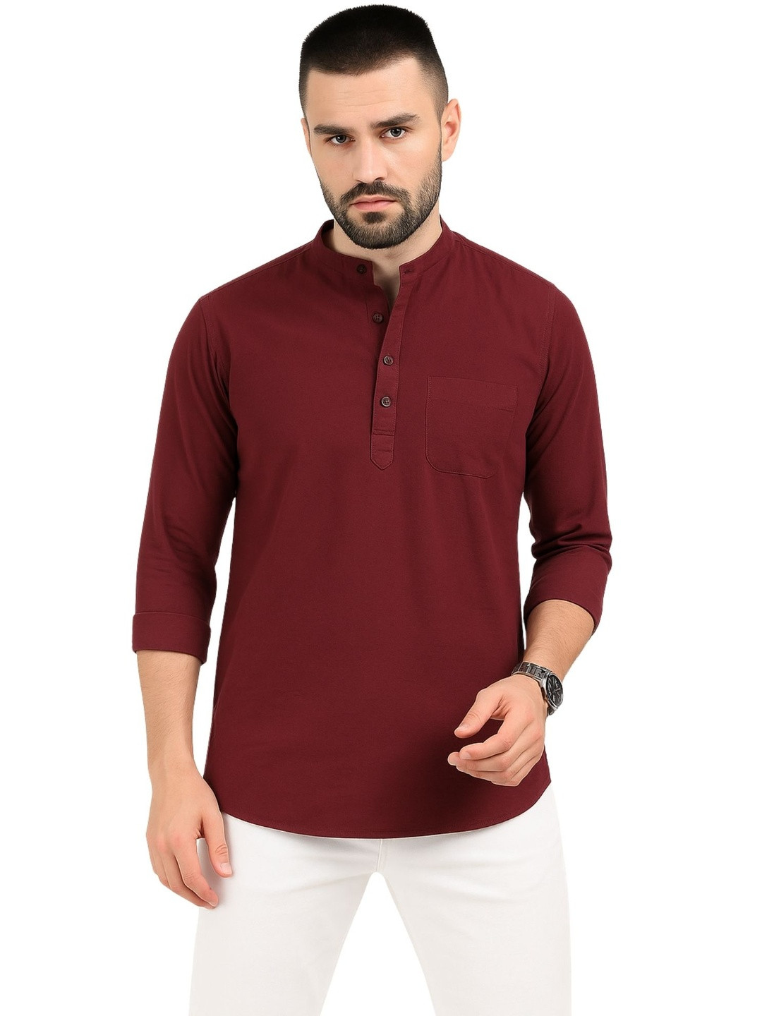 RS Fashions Men Mandarin Collar Long Sleeves Kurta