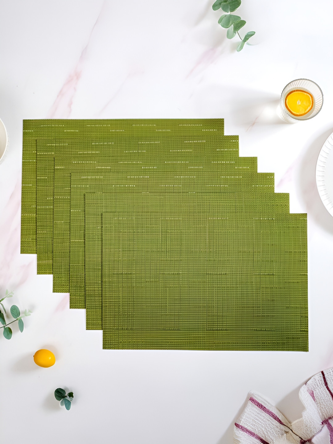 Nestasia Green 6 Pieces Textured Anti-Slip Table Placemats
