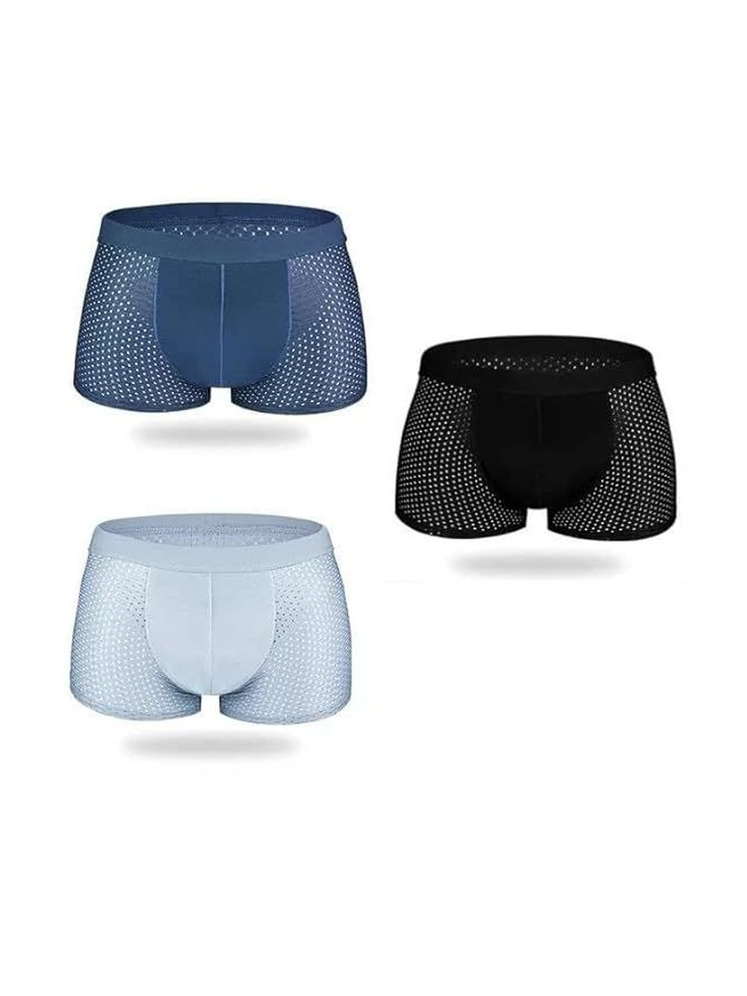 ASJAR Men Breathable Pouch Men Underwear Packs Mesh Boxer Briefs Dots Men's  Boxers (Pack of 3) (L)