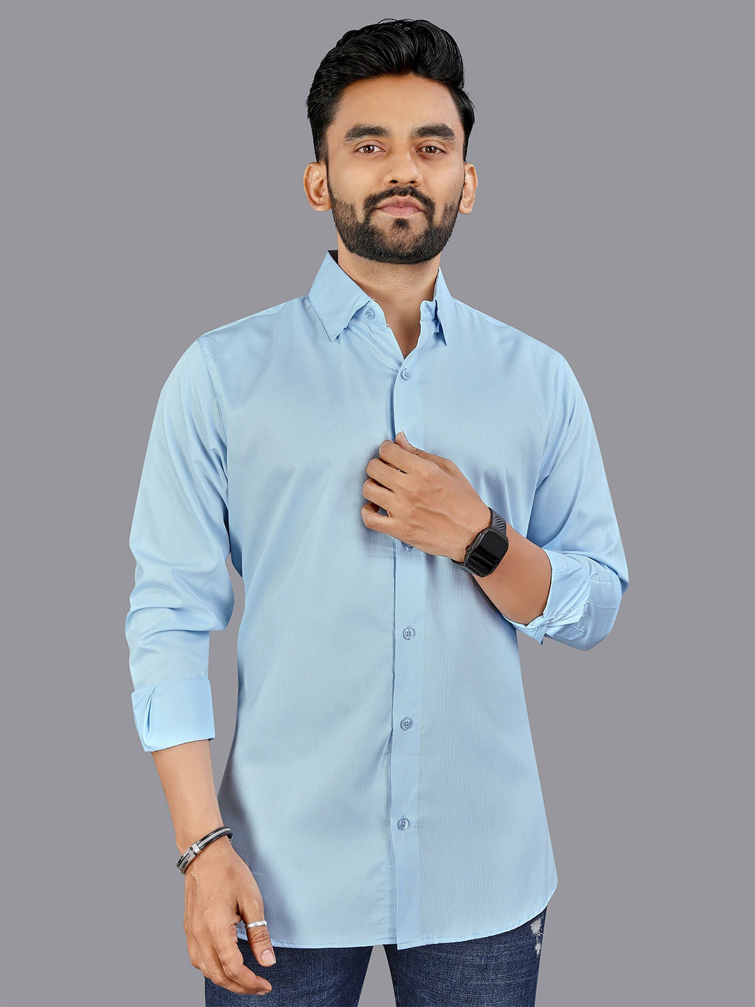 RICH STAG Men Comfort Fit Vertical Striped Spread Collar Cotton Casual Shirt