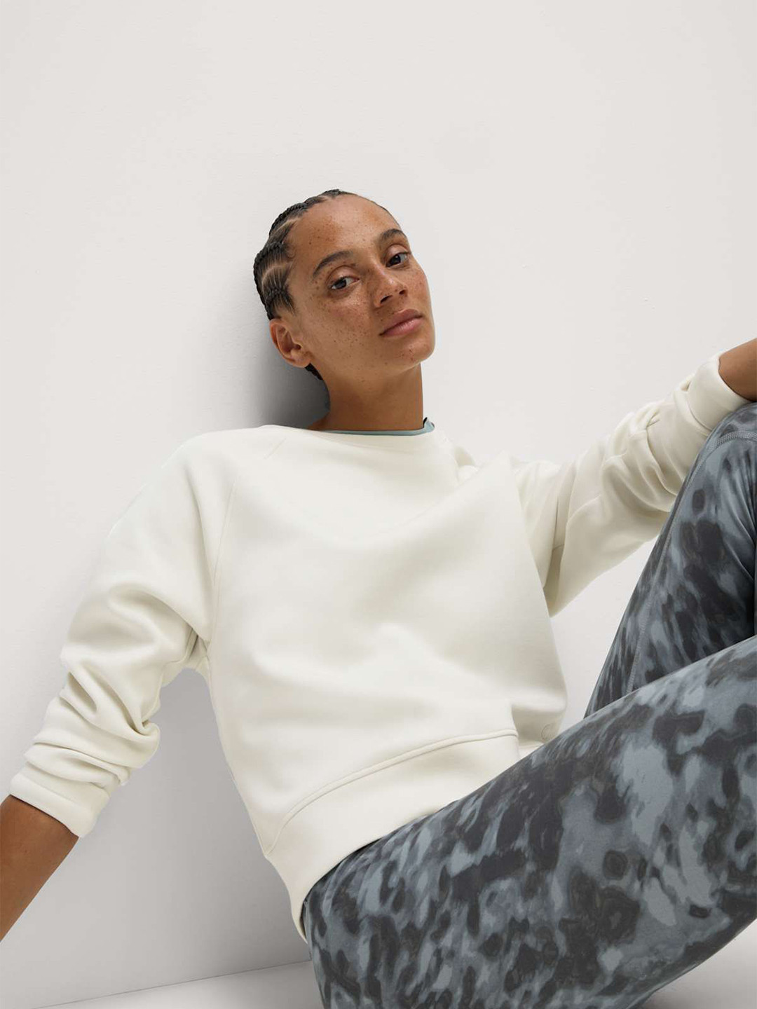 Marks & Spencer Women Relaxed Round Neck Yoga Crop Pullover Sweatshirt
