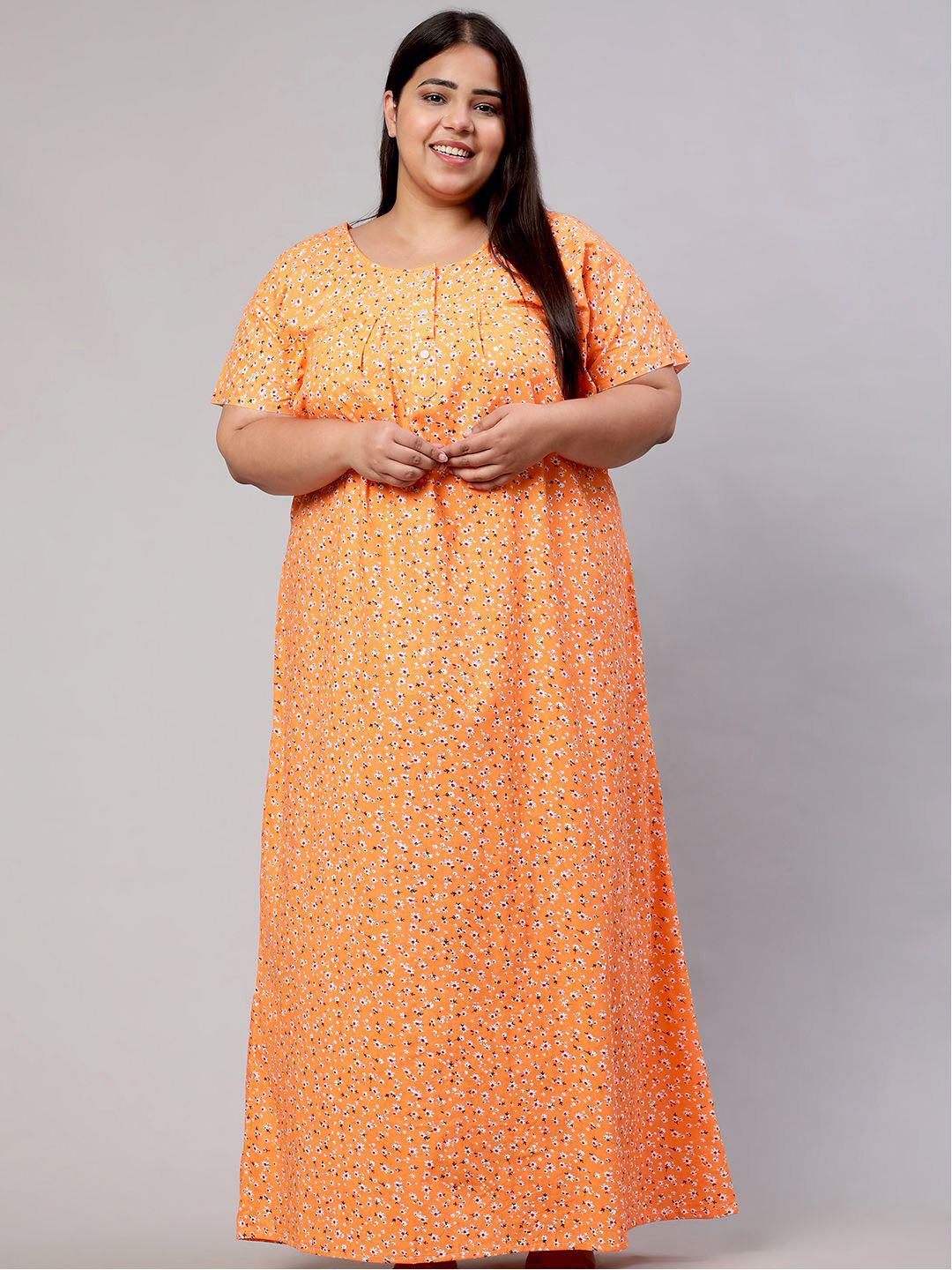 CLOCHOICE Women Plus Size Floral Printed Maxi Nightdress