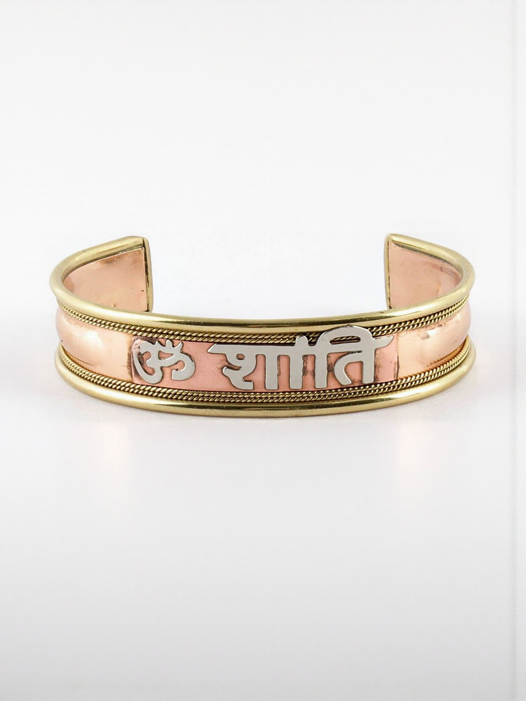 Exotic India Unisex Artificial Stones Studded Om Shanti Cuff Bracelet