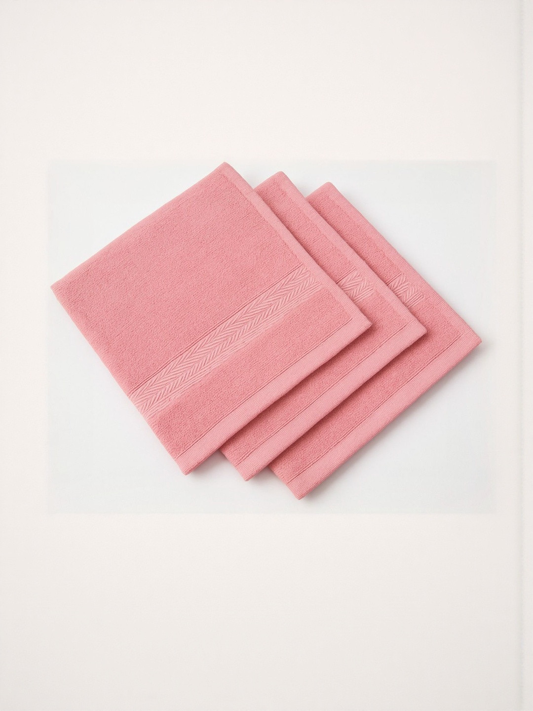 Dollar Pack of 3 Pink Solid Cotton Face Towal With 300 Gsm