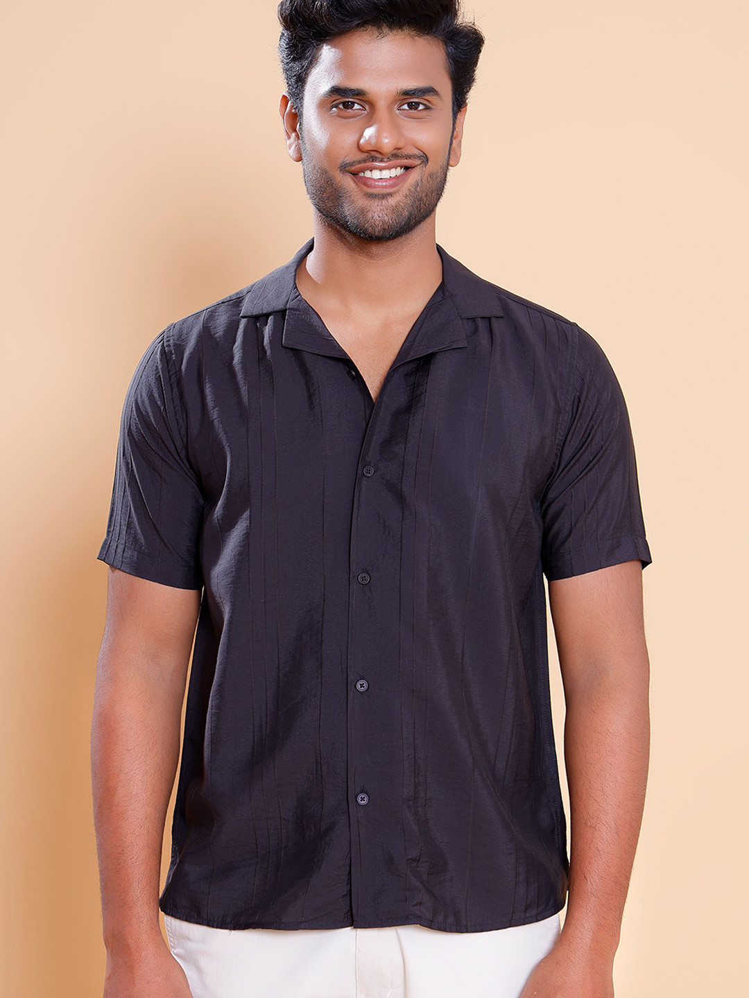 Native Bull Classic Textured Cuban Collar Shirt