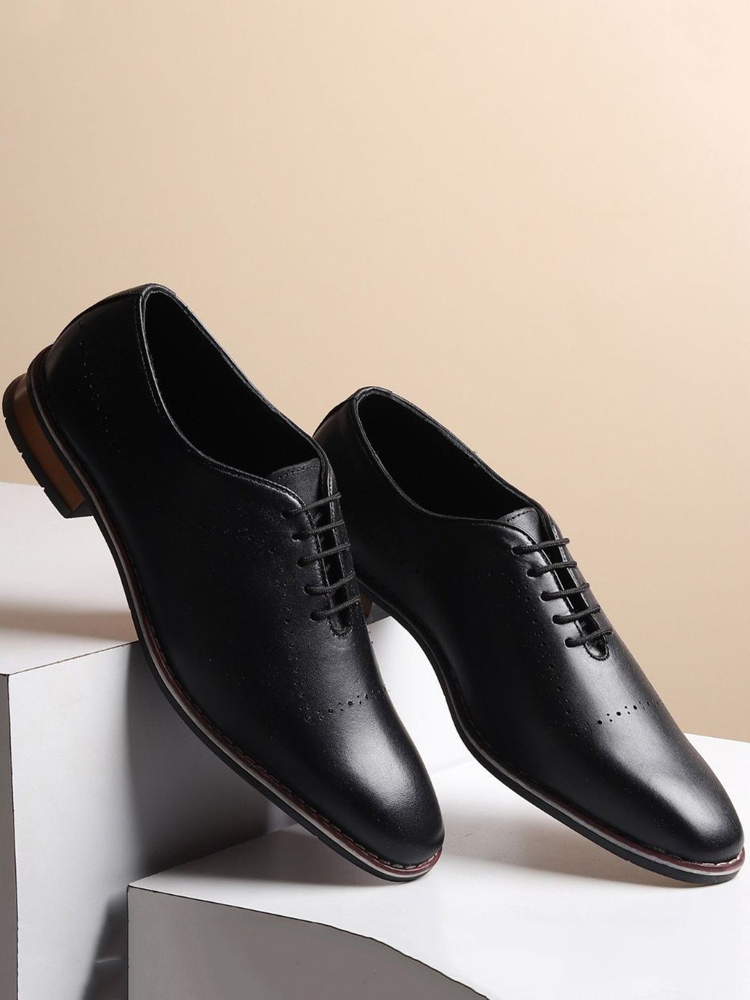 Hayes London Men Perforation Round Toe Leather Lace-Ups Brogues Formal Shoes